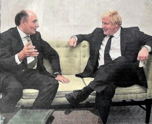 Ignacio Sánchez Galán (izquierda) y Boris Johnson, reunidos el pasado 19 en Londres, en una imagen facilitada por Iberdrola.